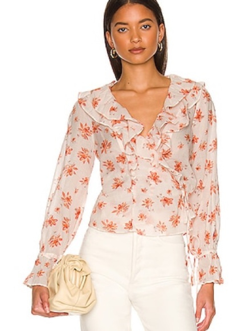 Free People NWT Amanda Ruffle Floral Cotton Wrap Top